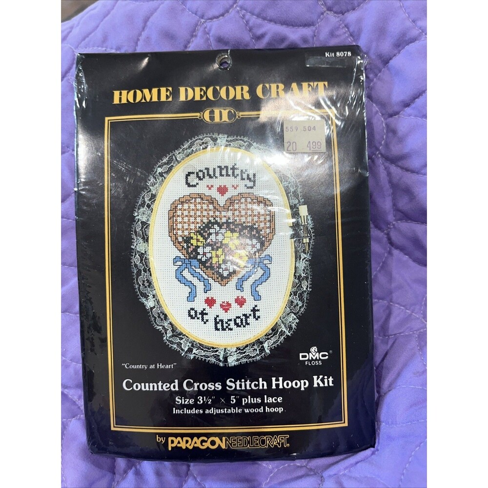COUNTRY AT HEART Cross Stitch HOOP KIT Paragon Needlecraft #8078 ~ 3½" x 5"